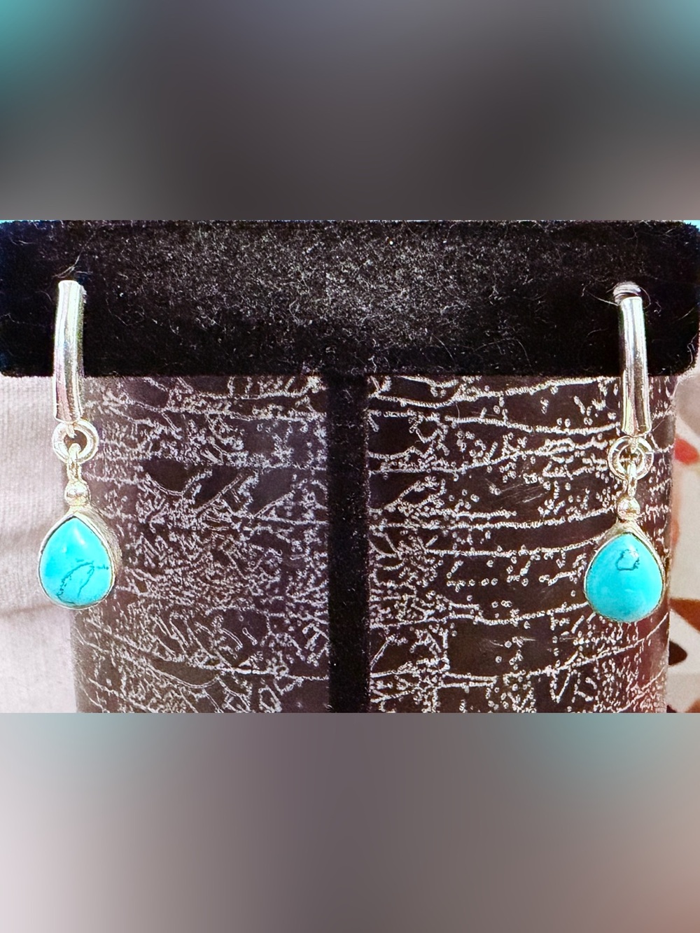 Sterling Silver Turquoise Teardrop Dangle Earrings